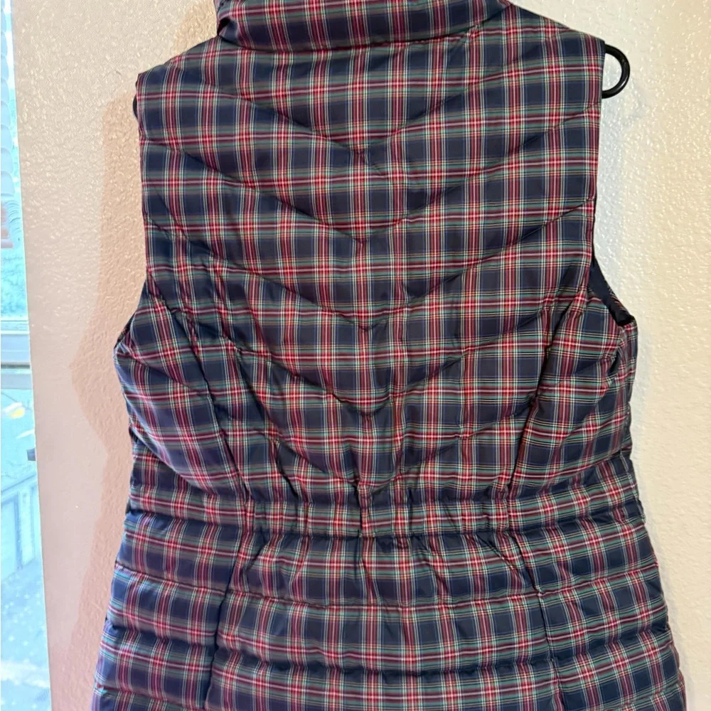Talbots Navy and Plaid Puffer Vest - Picture 3 of 5
